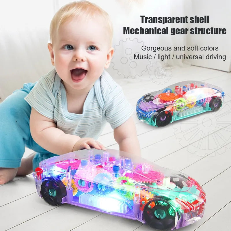 Electric Racing Car Toys Transparent Light Colorful LED Music - Neozen Store