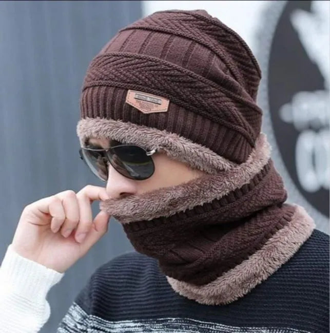 Winter Beanie Cap and Neck Warmer Set