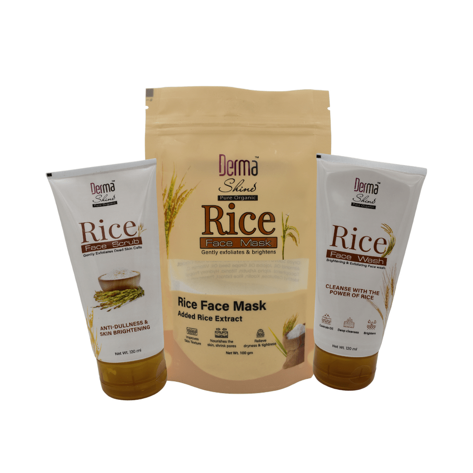 Derma Shine 3in1 Rice Kit (Facewash+Scrub+Mask)