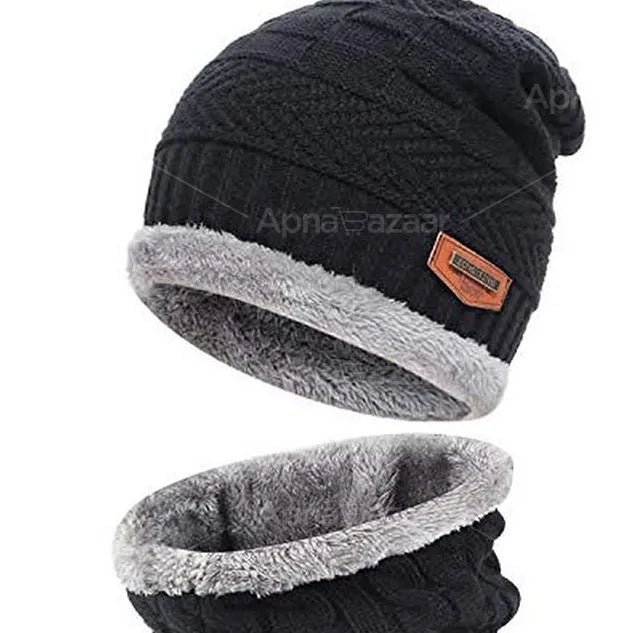 Winter Beanie Cap and Neck Warmer Set